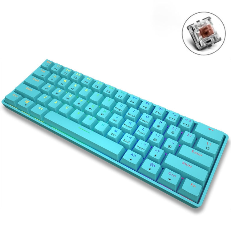 LEAVEN K28 61 Keys Gaming Office Computer RGB Wireless Bluetooth + Wired Dual Mode Mechanical Keyboard, Cabel Length:1.5m, Colour: Tea Axis (Blue) - Wireless Keyboard by LEAVEN | Online Shopping South Africa | PMC Jewellery | Buy Now Pay Later Mobicred