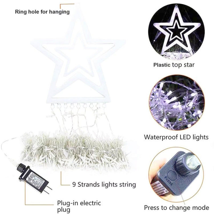 10LM 350 LED Star Waterfall Light Christmas Tree String Lights Outdoor Meteor Light, Plug Spec: US Plug(Warm White Light) - Christmas Decoration Lamps by PMc TechLife | Online Shopping South Africa | PMc TechLife | Buy Now Pay Later Mobicred
