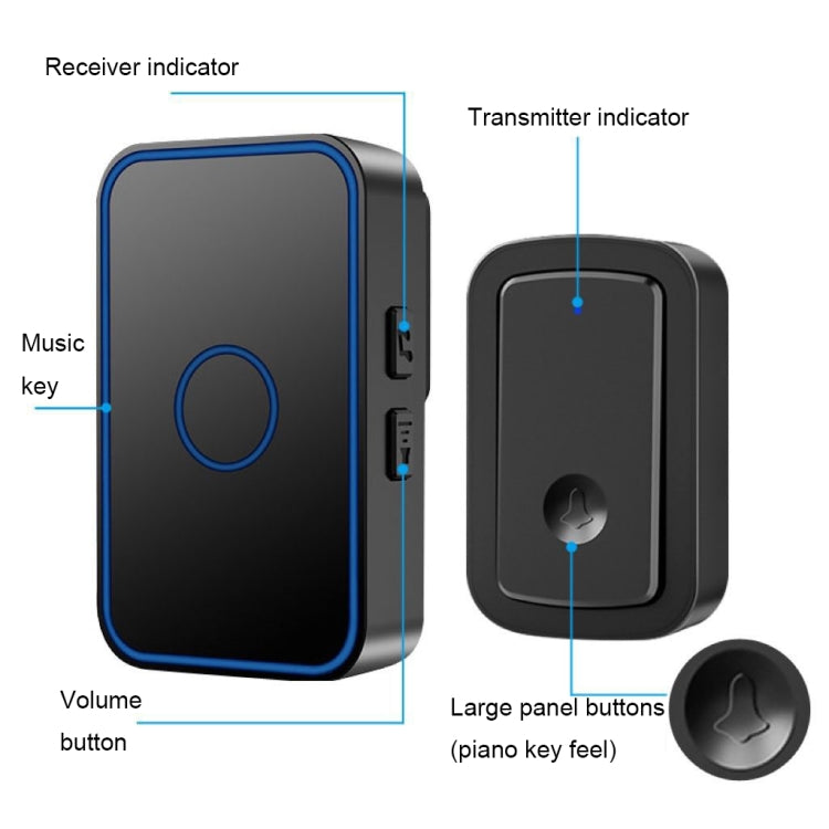 CACAZI A19 1 For 4 Wireless Music Doorbell without Battery, Plug:UK Plug(Black) - Wireless Doorbell by CACAZI | Online Shopping South Africa | PMC Jewellery | Buy Now Pay Later Mobicred