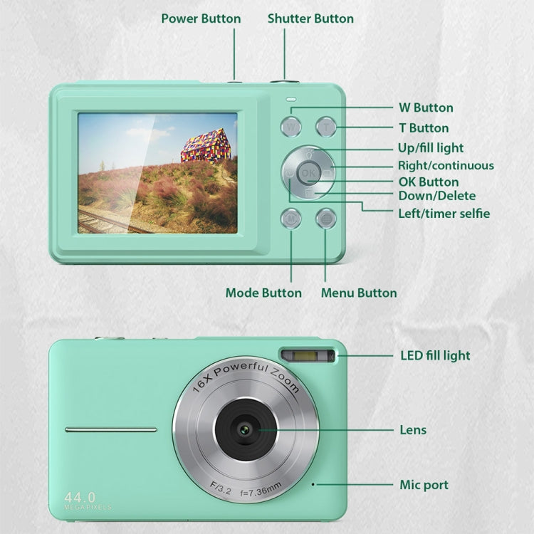 DC403L-AF 2.4-Inch 16X Zoom HD Digital Camera Mini Children Photography Camera UK Plug(Green) - Children Cameras by PMC Jewellery | Online Shopping South Africa | PMC Jewellery | Buy Now Pay Later Mobicred