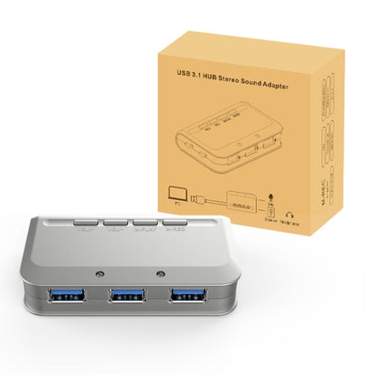 MB-103 USB 3.1 Three-Port Drive-Free HUB + 7.1 Voice Changer Sound Card High-Speed Docking Station, PS5 Voice Changer Sound Card Compatible with PS4 Headset, Cable Length: 1.2m(1 to 3) - USB 3.0 HUB by PMC Jewellery | Online Shopping South Africa | PMC Jewellery | Buy Now Pay Later Mobicred