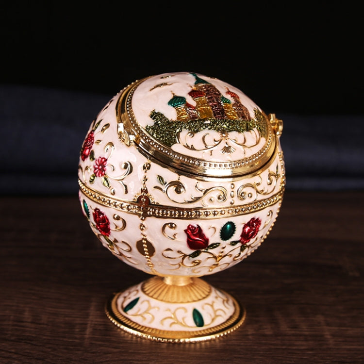 Metal Globe Ashtray With Lid Holiday Gift Tea Table Decoration(Green Rose) - Cigarette Box & Ashtrays by PMC TechLife | Online Shopping South Africa | PMC TechLife