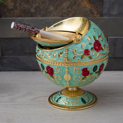 Metal Globe Ashtray With Lid Holiday Gift Tea Table Decoration(Phnom Pencasting Castle) - Cigarette Box & Ashtrays by PMC Jewellery | Online Shopping South Africa | PMC Jewellery