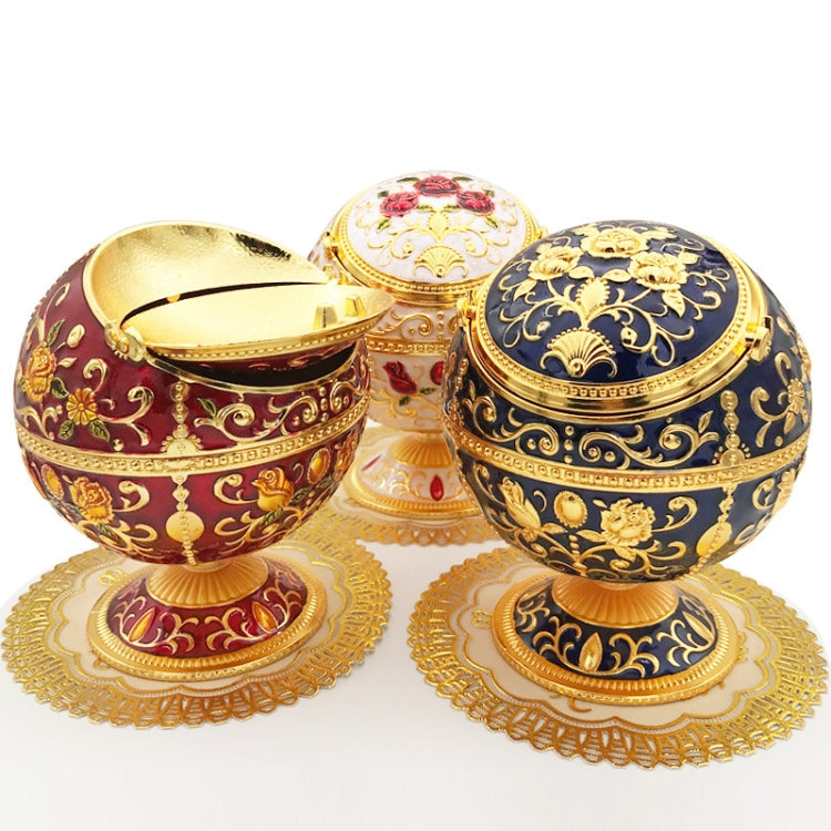 Metal Globe Ashtray With Lid Holiday Gift Tea Table Decoration(Green Rose) - Cigarette Box & Ashtrays by PMC TechLife | Online Shopping South Africa | PMC TechLife