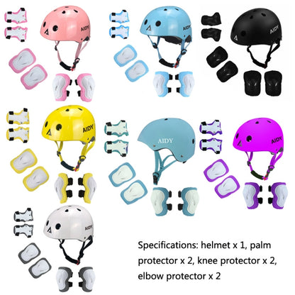 AIDY 7 In 1 Children Roller Skating Sports Protective Gear Set(Bright Blue) - Protective Helmet & Masks by PMC Jewellery | Online Shopping South Africa | PMC Jewellery | Buy Now Pay Later Mobicred