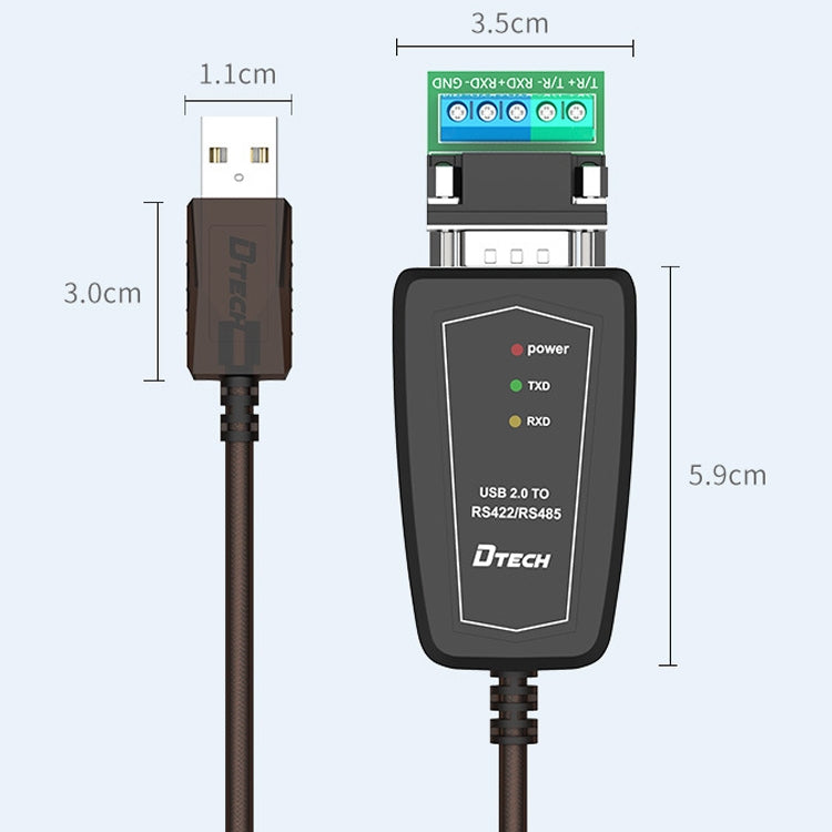 DTECH DT-5019 USB to RS485 / RS422 Conversion Cable, FT232 Chip, Length: 1.5m - RS485 / RS232 Series by DTECH | Online Shopping South Africa | PMC Jewellery | Buy Now Pay Later Mobicred