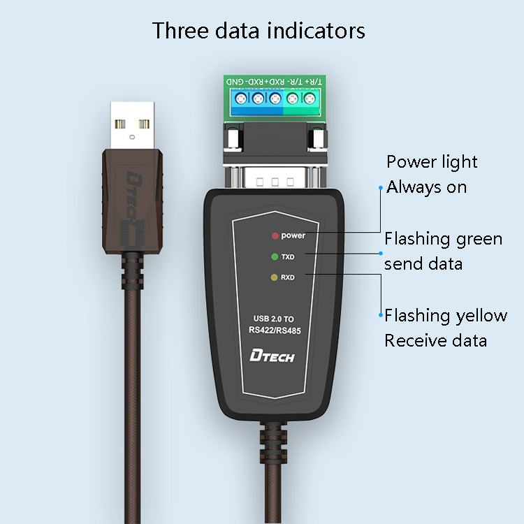 DTECH DT-5019 USB to RS485 / RS422 Conversion Cable, FT232 Chip, Length: 1.5m - RS485 / RS232 Series by DTECH | Online Shopping South Africa | PMC Jewellery | Buy Now Pay Later Mobicred