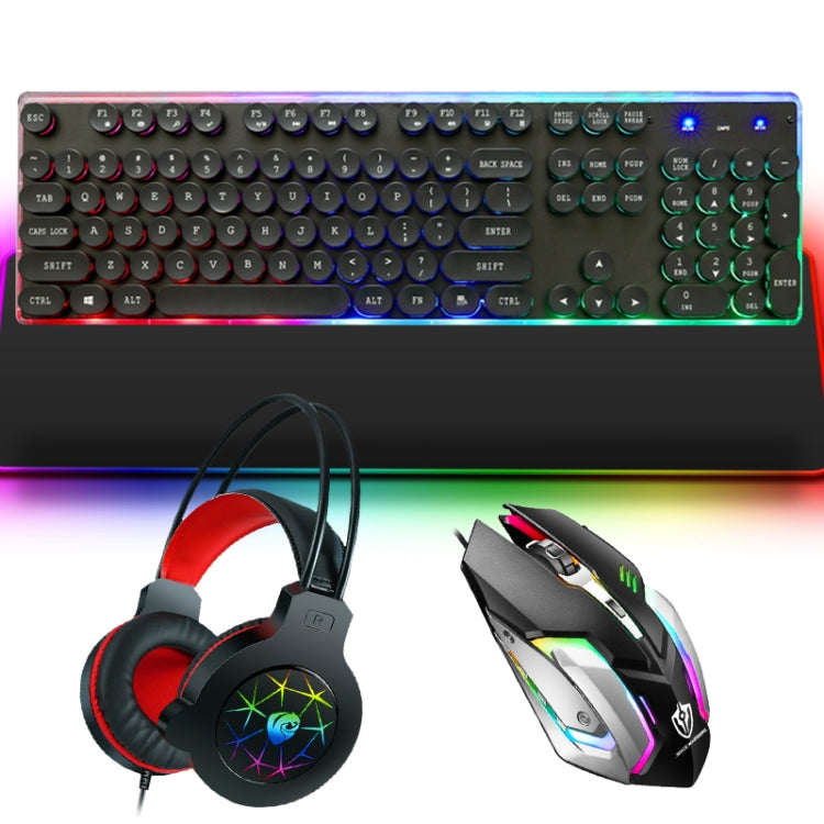 PANTSAN LD-145 4 in 1 Luminous Punk Gaming Keyboard + Mouse + Headphones + Mouse Pad Set(Black) - Wired Keyboard by PANTSAN | Online Shopping South Africa | PMC Jewellery | Buy Now Pay Later Mobicred