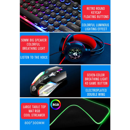 PANTSAN LD-145 4 in 1 Luminous Punk Gaming Keyboard + Mouse + Headphones + Mouse Pad Set(White) - Wired Keyboard by PANTSAN | Online Shopping South Africa | PMC Jewellery | Buy Now Pay Later Mobicred