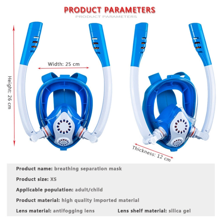 Kids Double Tube Full Dry Silicone Diving  Snorkeling Mask Swimming Glasses, Size: XS(White Blue) - Diving Mask by PMC Jewellery | Online Shopping South Africa | PMC Jewellery | Buy Now Pay Later Mobicred