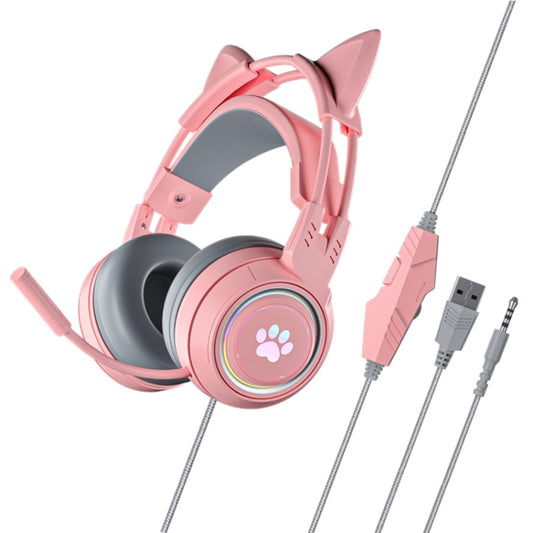 Soyto SY-G25 Cat Ear Glowing Gaming Computer Headset, Cable Length: 2m(Pink) - Multimedia Headset by Soyto | Online Shopping South Africa | PMC Jewellery | Buy Now Pay Later Mobicred