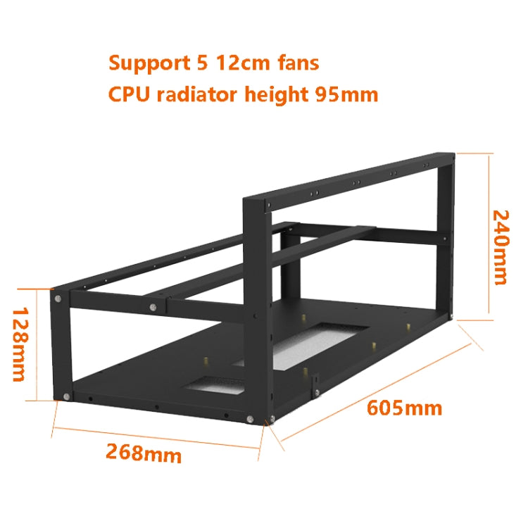 GR-8K605 Open Chassis 6 Card 8 Card Fixed Bracket(Black) - Caddies & Enclosures by PMC Jewellery | Online Shopping South Africa | PMC Jewellery | Buy Now Pay Later Mobicred