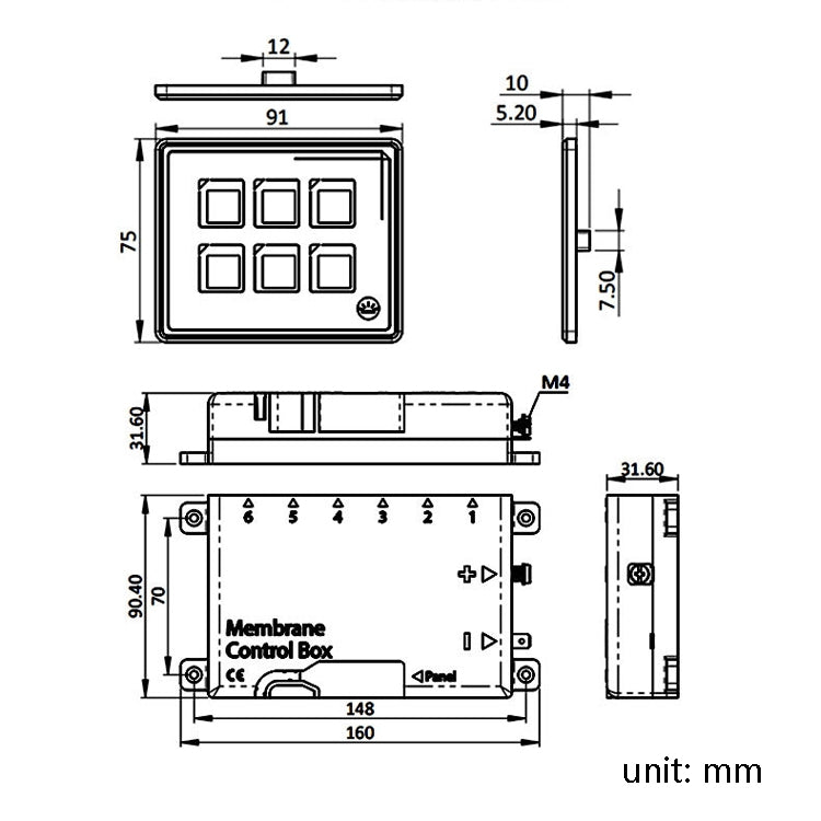 SP5106 RV Yacht Modified 5mm Film Touch 6-Bit Panel Switch - Car Switches by PMC Jewellery | Online Shopping South Africa | PMC Jewellery | Buy Now Pay Later Mobicred