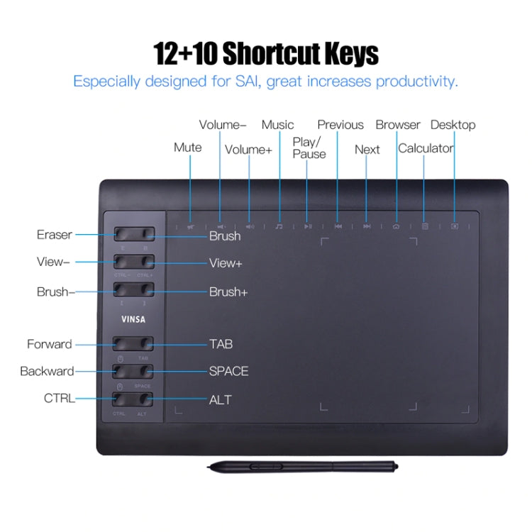 VINSA VIN1060PLUS Hand Painting Digital Board, Style: Package 1 -  by PMC TechLife | Online Shopping South Africa | PMC TechLife | Buy Now Pay Later Mobicred