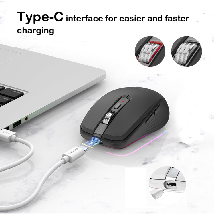 Fmouse M303 2400DPI Bluetooth&2.4G Dual Modes Rechargeable RGB Mouse(White) - free shipping - PMC Jewellery - Order now!