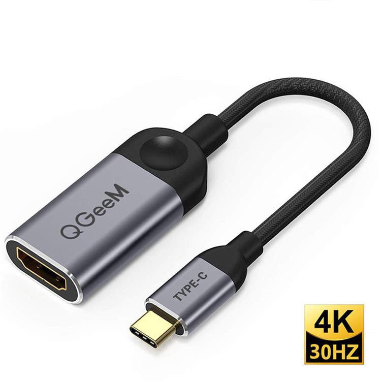 QGeeM QG-UA01 USB TYPE-C To HDMI Adapter(Silver Gray) - USB HUB by QGeeM | Online Shopping South Africa | PMC Jewellery | Buy Now Pay Later Mobicred