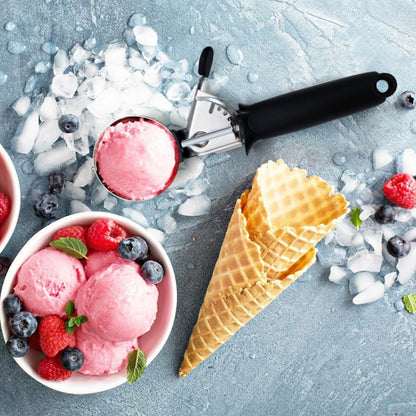 Stainless Steel Spring Ice Cream Scoop Fruit Scooper(Pink) - Cutlery Sets by PMC Jewellery | Online Shopping South Africa | PMC Jewellery | Buy Now Pay Later Mobicred