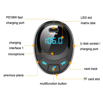 BT09 Car Bluetooth MP3 Digital Display Dual USB Charger(Black) - Bluetooth Car Kits by PMC Jewellery | Online Shopping South Africa | PMC Jewellery | Buy Now Pay Later Mobicred