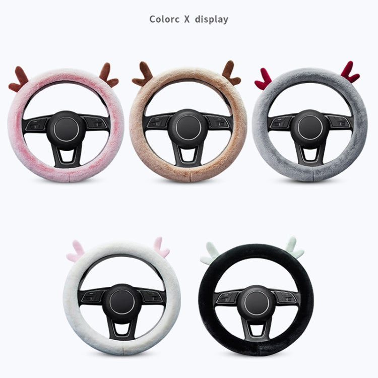 Antler Thick Plush Steering Wheel Cover, Style: O Type (Gray) - Steering Wheel Accessories by PMC Jewellery | Online Shopping South Africa | PMC Jewellery | Buy Now Pay Later Mobicred