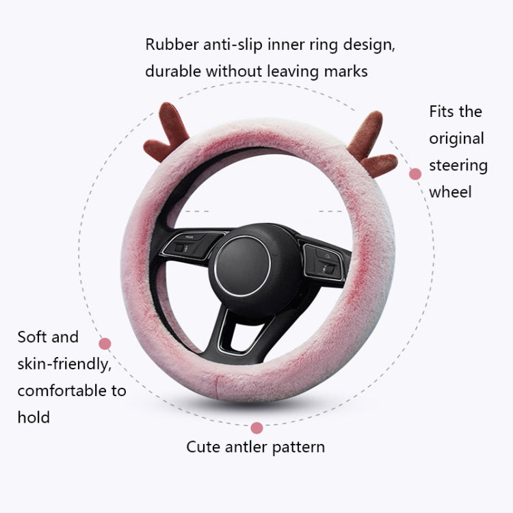 Antler Thick Plush Steering Wheel Cover, Style: O Type (Black) - Steering Wheel Accessories by PMC Jewellery | Online Shopping South Africa | PMC Jewellery | Buy Now Pay Later Mobicred