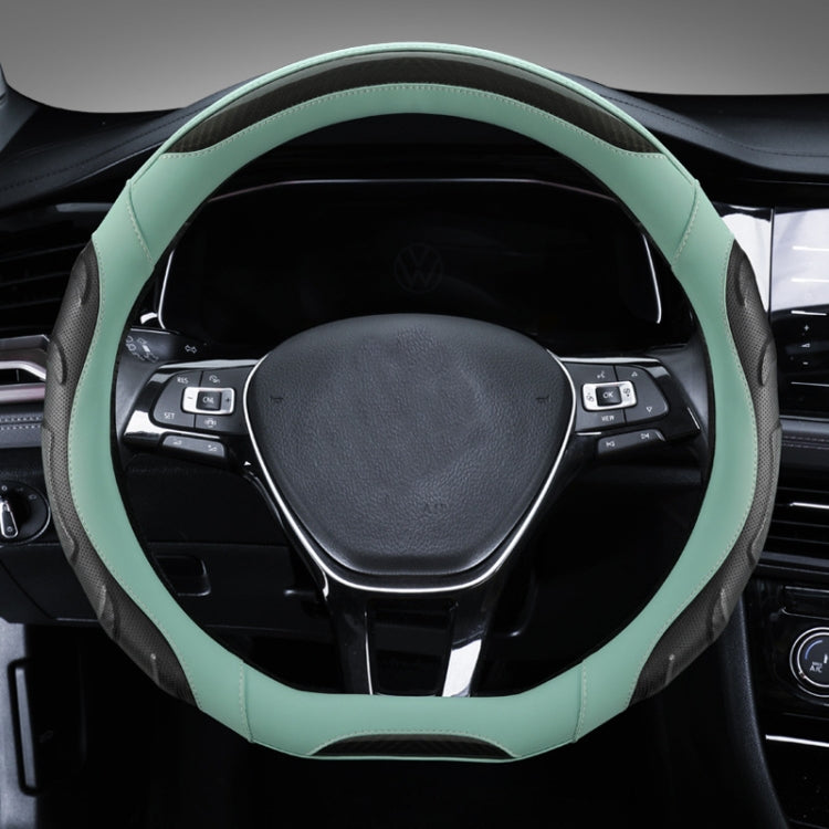 Leather Carbon Fiber Stitching Car Steering Wheel Set, Diameter: 38cm(Black Blue D Shape) - Steering Wheel Accessories by PMC TechLife | Online Shopping South Africa | PMC TechLife | Buy Now Pay Later Mobicred