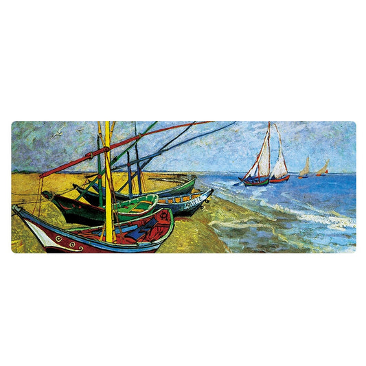 400x900x4mm Locked Am002 Large Oil Painting Desk Rubber Mouse Pad(Seaside Boat) - Mouse Pads by PMC Jewellery | Online Shopping South Africa | PMC Jewellery | Buy Now Pay Later Mobicred