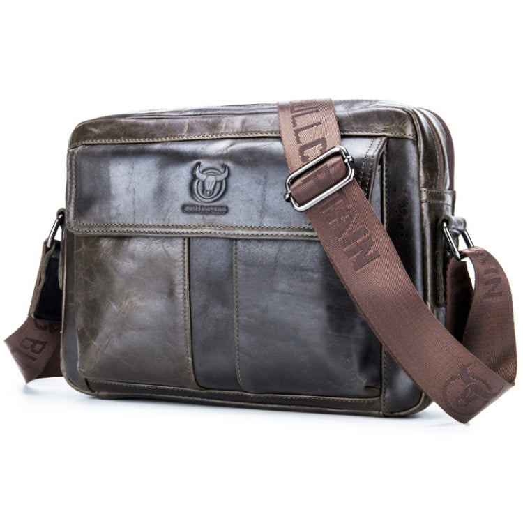 BULL CAPTAIN  Double Layer Leather One Shoulder Messenger Bag For Men(Iron Blue) - Single-shoulder Bags by BULL CAPTAIN | Online Shopping South Africa | PMC TechLife | Buy Now Pay Later Mobicred