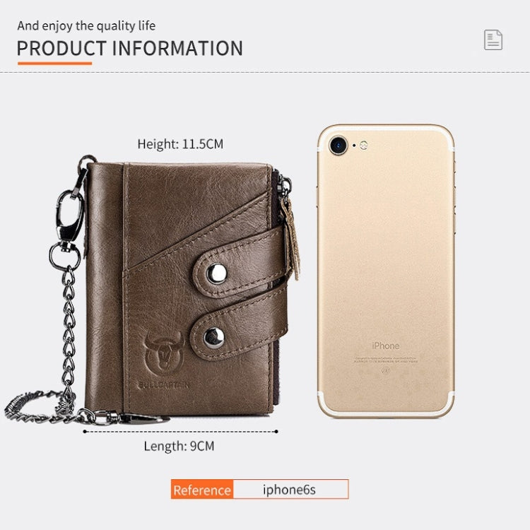 BULL CAPTAIN  Leather Three-fold Zipper Wallet For Men(Brown) - free shipping - PMc TechLife - Order now!