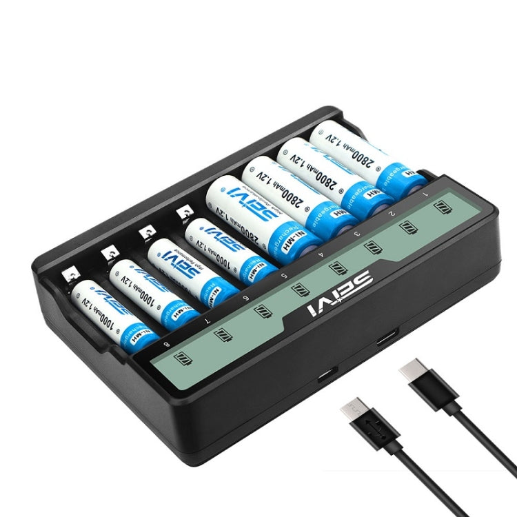 SEIVI On-Screen Eight-Slot Cradle Charging NiMH Battery USB Charger(SW-8NP) - Charger & Converter by SEIVI | Online Shopping South Africa | PMC Jewellery | Buy Now Pay Later Mobicred