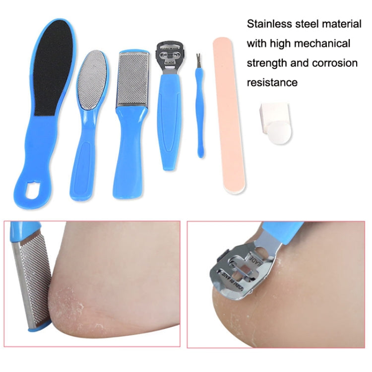 8 In 1 Foot Care Exfoliating Pedicure Knife Tool Foot File Set(Blue) - Grinding Tools & Accessories by PMC Jewellery | Online Shopping South Africa | PMC Jewellery | Buy Now Pay Later Mobicred