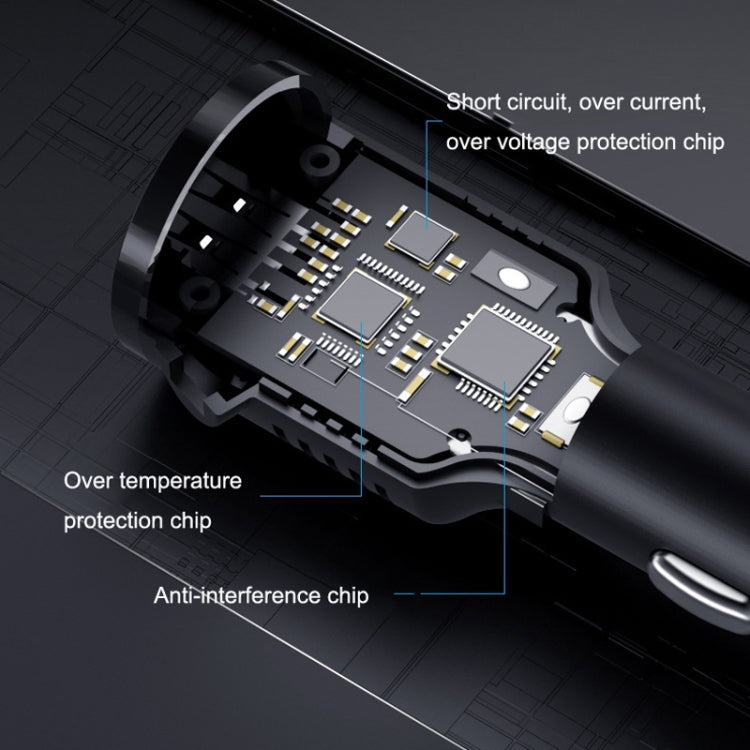 2PCS JY-032 USB Digital Display Fast Charge Car Charger, Style: 3.5A + QC3.0(Android Straight Head) - Cables & Connectors by PMC Jewellery | Online Shopping South Africa | PMC Jewellery | Buy Now Pay Later Mobicred