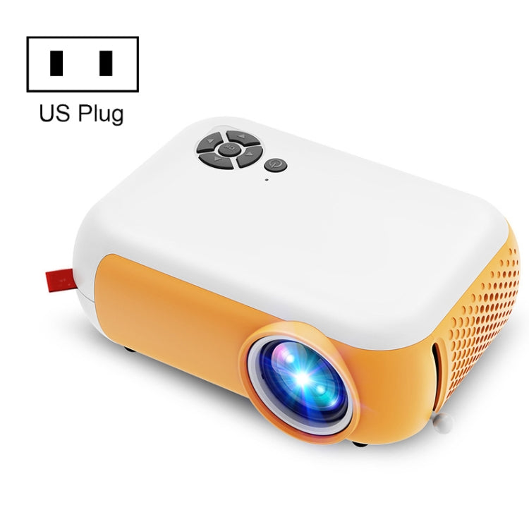 A10 480x360 Pixel Projector Support 1080P Projector ,Style: Basic Model White Yellow(US Plug) - Mini Projector by PMC Jewellery | Online Shopping South Africa | PMC Jewellery | Buy Now Pay Later Mobicred