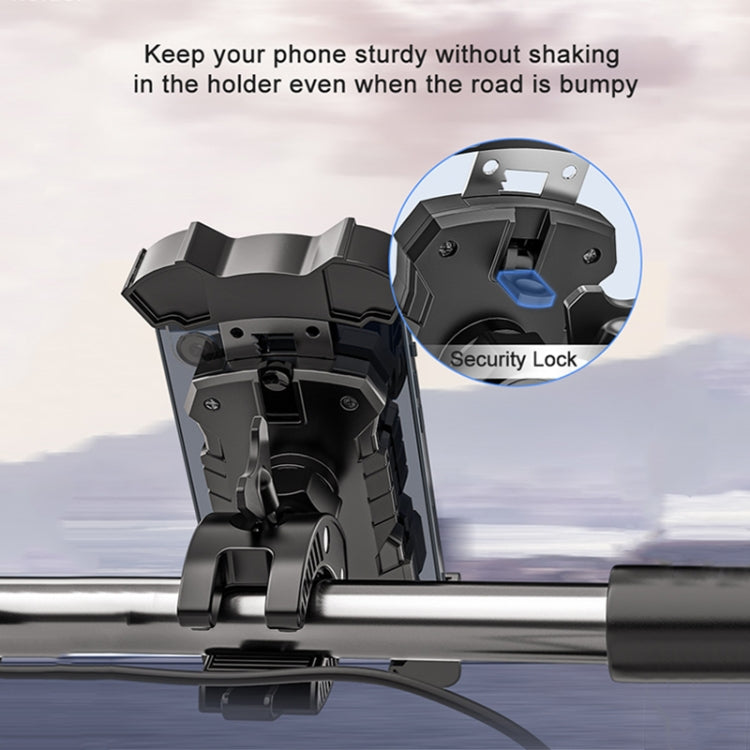 L101+M011 Outdoor Cycling Mechanical Locking Phone Holder(Blue) - Holders by PMC Jewellery | Online Shopping South Africa | PMC Jewellery | Buy Now Pay Later Mobicred