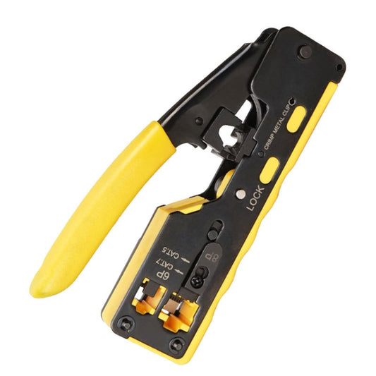 6P8P Seven-type Through-hole Crystal Head  Wire Stripping Tool Network Cable Pliers(Yellow) - Lan Cable and Tools by PMC Jewellery | Online Shopping South Africa | PMC Jewellery