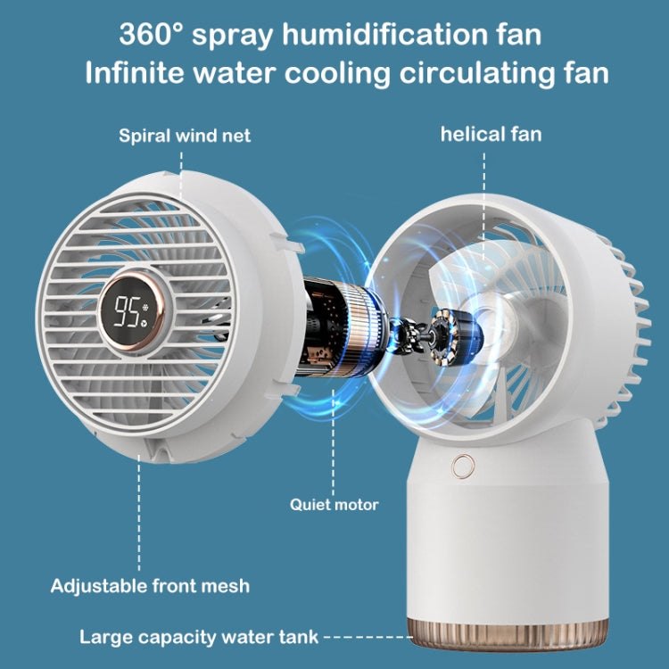 Spray Humidified LED Digital Display Office Home Fan, Style: 3600mAh Rechargeable(White) - Electric Fans by PMC Jewellery | Online Shopping South Africa | PMC Jewellery | Buy Now Pay Later Mobicred