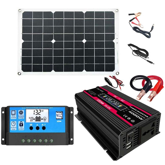 Zhi Zun Solar Power System Inverters+30A Controller+18W 18V Solar Panel, Specification: Black 12V To 220V - Charger by PMC Jewellery | Online Shopping South Africa | PMC Jewellery | Buy Now Pay Later Mobicred