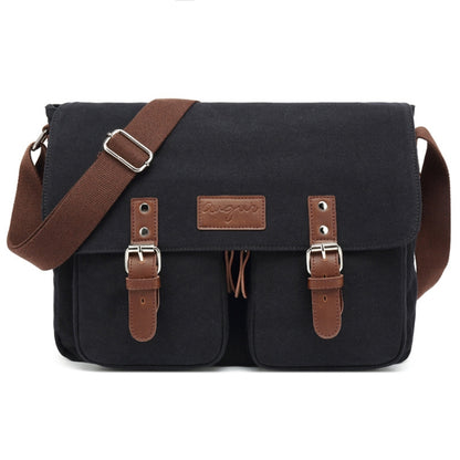 AUGUR Men Single-shoulder Crossbody Messenger Canvas Bag(Black) - Single-shoulder Bags by AUGUR | Online Shopping South Africa | PMC Jewellery | Buy Now Pay Later Mobicred