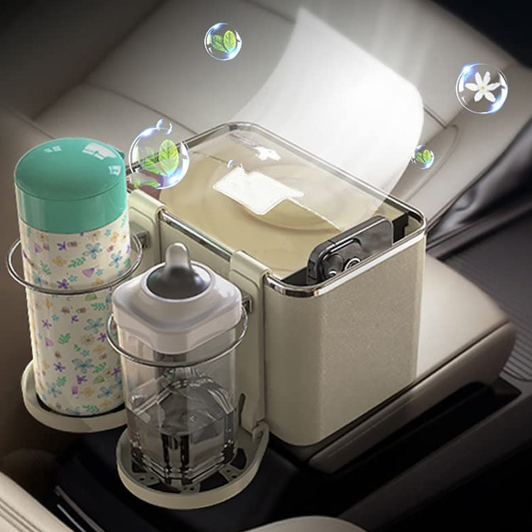 Car Paper Box Hanging Armrest Box Storage Box Cup Holder(Beige Double Cup) - Tissue Boxes by PMC TechLife | Online Shopping South Africa | PMC TechLife