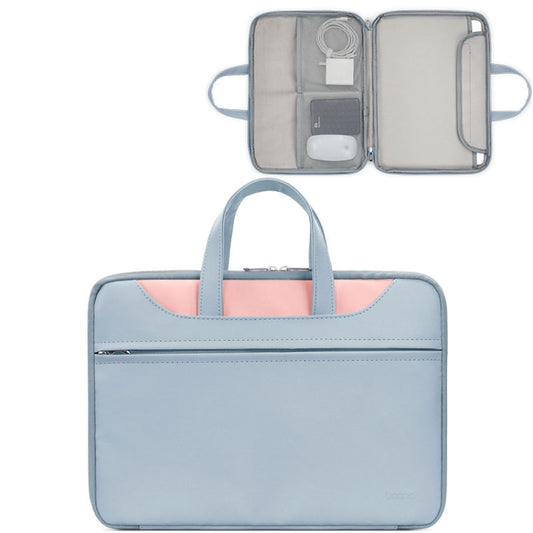 Baona BN-Q006 PU Leather Full Opening Laptop Handbag For 11/12 inches(Sky Blue+Pink) - 12.1 inch by Baona | Online Shopping South Africa | PMC Jewellery | Buy Now Pay Later Mobicred