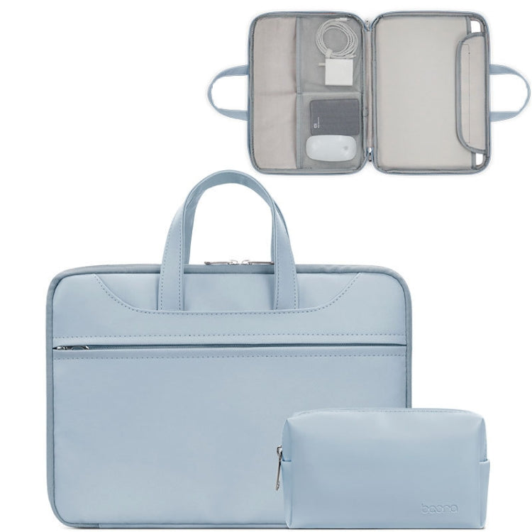 Baona BN-Q006 PU Leather Full Opening Laptop Handbag For 11/12 inches(Sky Blue+Power Bag) - 12.1 inch by Baona | Online Shopping South Africa | PMC Jewellery | Buy Now Pay Later Mobicred