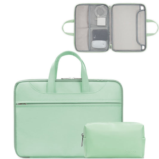 Baona BN-Q006 PU Leather Full Opening Laptop Handbag For 15/15.6/16 inches(Mint Green+Power Bag) - 15.6 - 17 inch by Baona | Online Shopping South Africa | PMC Jewellery | Buy Now Pay Later Mobicred