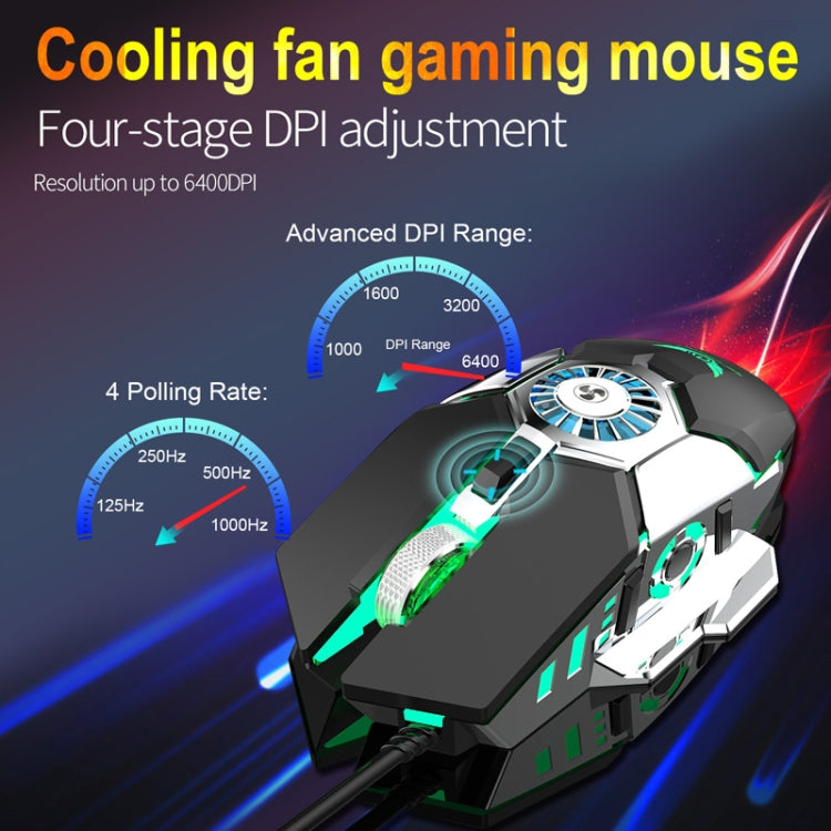 Zerodate G22 6 Keys Fan Cooled RGB Lighted Gaming Mice, Cable Length: 1.5m(Black) - Wired Mice by Zerodate | Online Shopping South Africa | PMC Jewellery | Buy Now Pay Later Mobicred