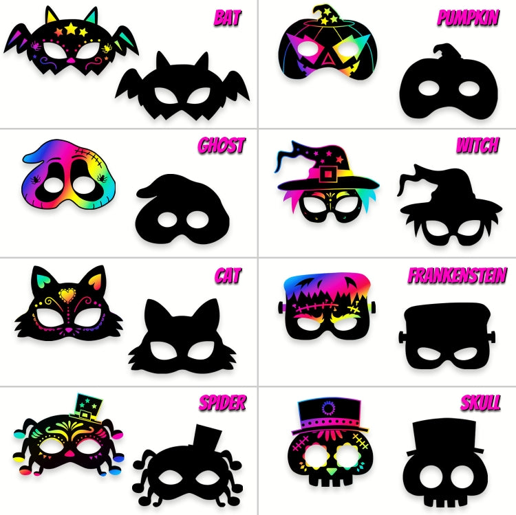 8 Pcs/Set Halloween Scratch Paper Mask Toys for Children - Halloween Masks by PMC TechLife | Online Shopping South Africa | PMC TechLife | Buy Now Pay Later Mobicred