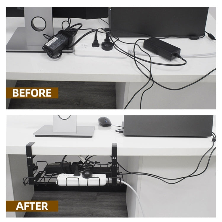 Under Desk Cable Management Tray Carbon Steel Cable Organizer Cable Storage Rack - Shelf & Hooks by PMC TechLife | Online Shopping South Africa | PMC TechLife