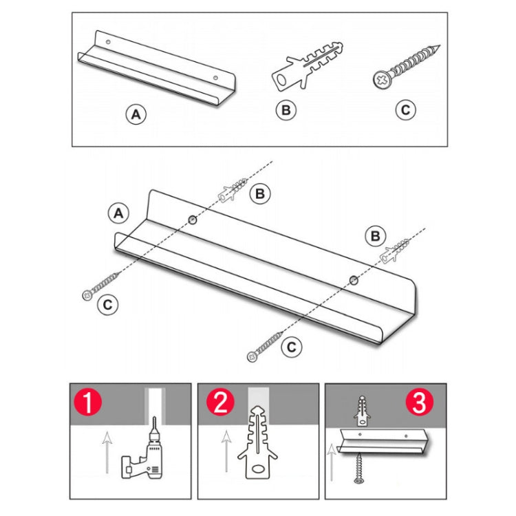 Home Kitchen Office Books Wall Mounted Acrylic Shelf, Specification: 40x10x6cm - Shelf & Hooks by PMC TechLife | Online Shopping South Africa | PMC TechLife
