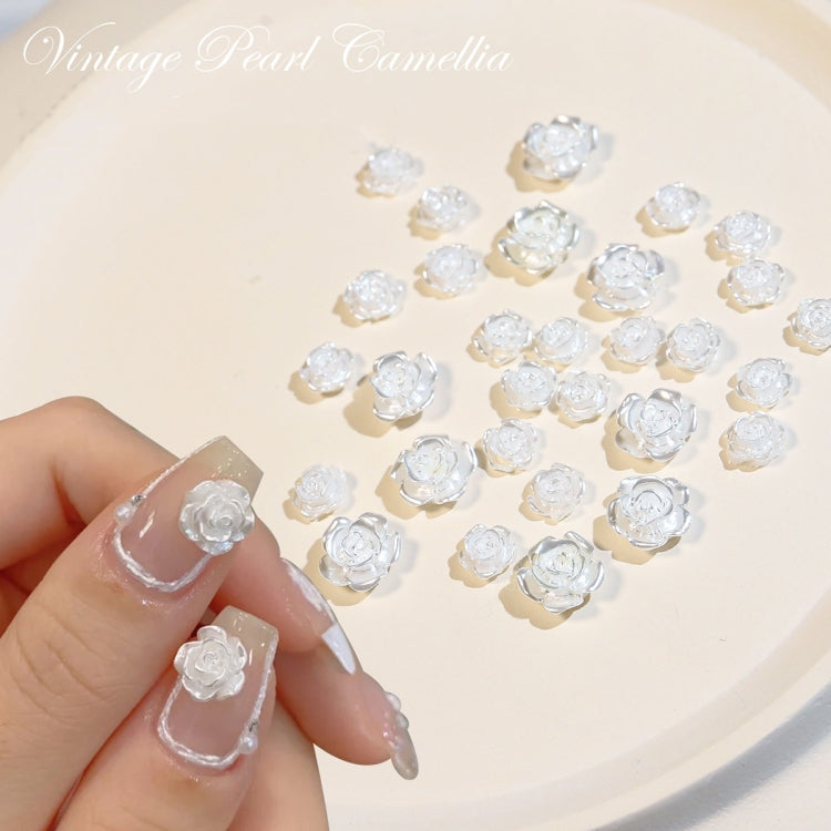 SP0473 30Pcs/Pack 3D Camellia Nail Art Decorative Rhinestones(Colorful White) - Nail Stickers by PMC Jewellery | Online Shopping South Africa | PMC Jewellery | Buy Now Pay Later Mobicred