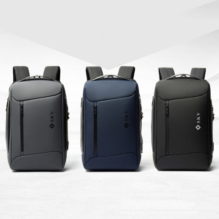 SKV B20430 Men Large Capacity Commute Computer Bag Business Casual Backpack(Black) - Backpack by SKV | Online Shopping South Africa | PMC Jewellery | Buy Now Pay Later Mobicred