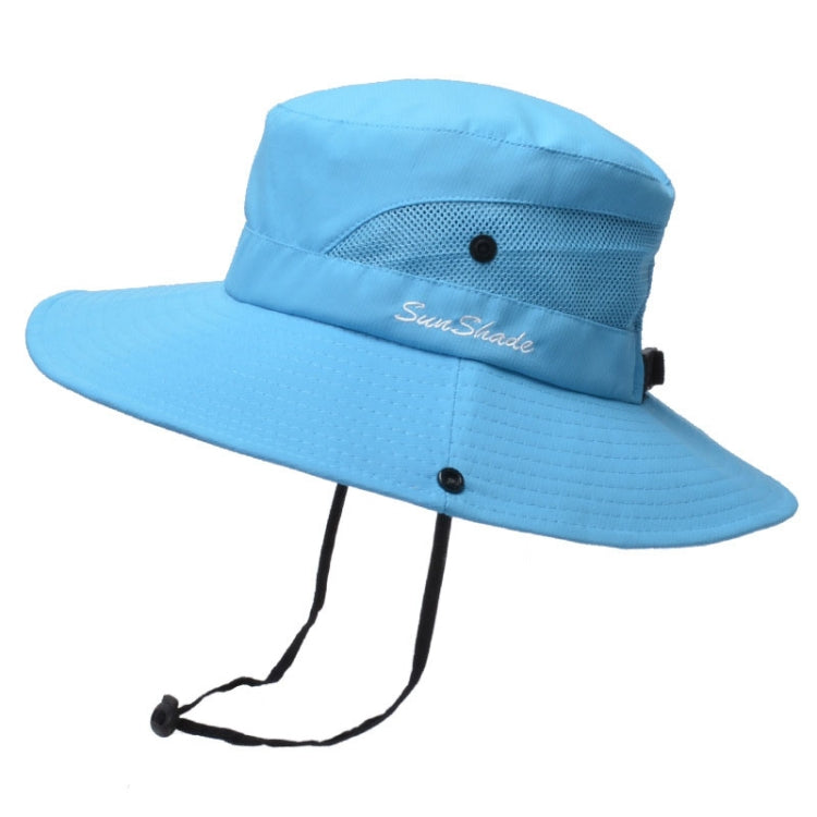 9002 Summer Women Outdoor Sun Hats Fisherman Hat With Ponytail Hole(Monochrome Adult Blue) - Peaked Cap by PMC Jewellery | Online Shopping South Africa | PMC Jewellery