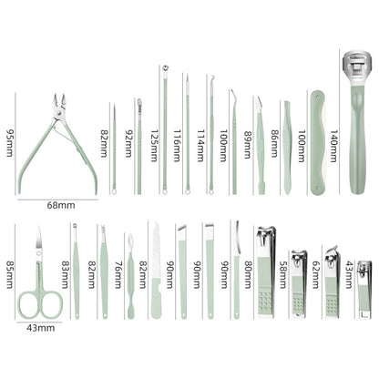 Stainless Steel Nail Clipper Nail Art Tool Set, Color: 16 PCS/Set (Green) - Nail Clipper by PMC Jewellery | Online Shopping South Africa | PMC Jewellery | Buy Now Pay Later Mobicred