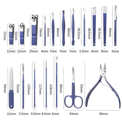 Stainless Steel Nail Clipper Nail Art Tool Set, Color: 26 PCS/Set (Blue) - Nail Clipper by PMC Jewellery | Online Shopping South Africa | PMC Jewellery | Buy Now Pay Later Mobicred